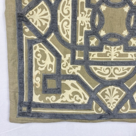 Z Gallerie Euro Pillow Cover Sham Set (2) Linen Cotton 22 X 22 Blue Taupe Cream - Picture 4 of 11